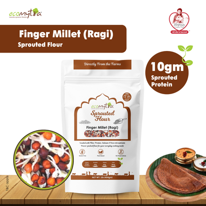 Ecomytra Sprouted Finger Millet (Ragi) Flour (1 lbs)