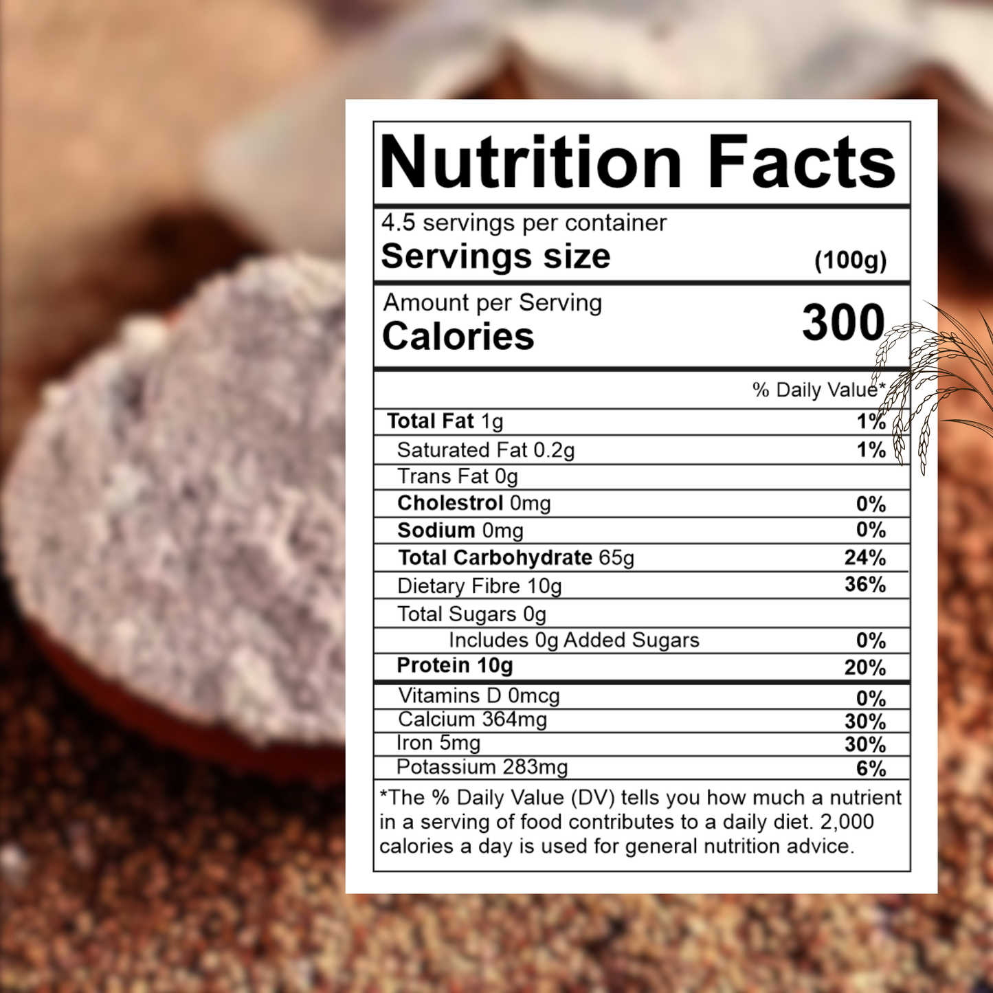 Ecomytra Sprouted Finger Millet (Ragi) Flour (1 lbs)