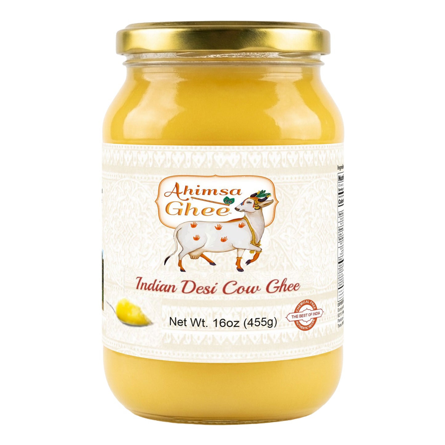 Ahimsa Pure A2 Desi Cow Cultured Ghee, 16oz