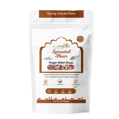 Ecomytra Sprouted Finger Millet (Ragi) Flour (1 lbs)