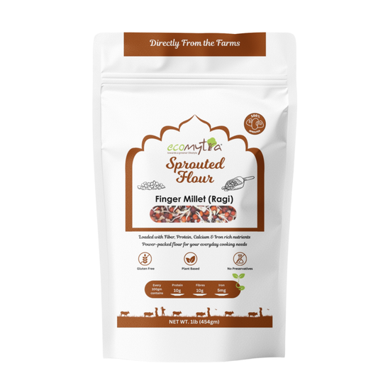 Ecomytra Sprouted Finger Millet (Ragi) Flour (1 lbs)