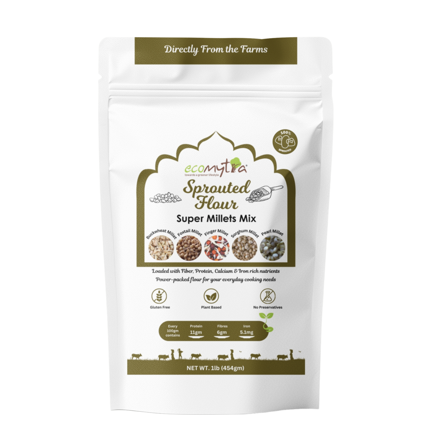 Ecomytra Super Millets Mix Sprouted Flour (1 lbs)