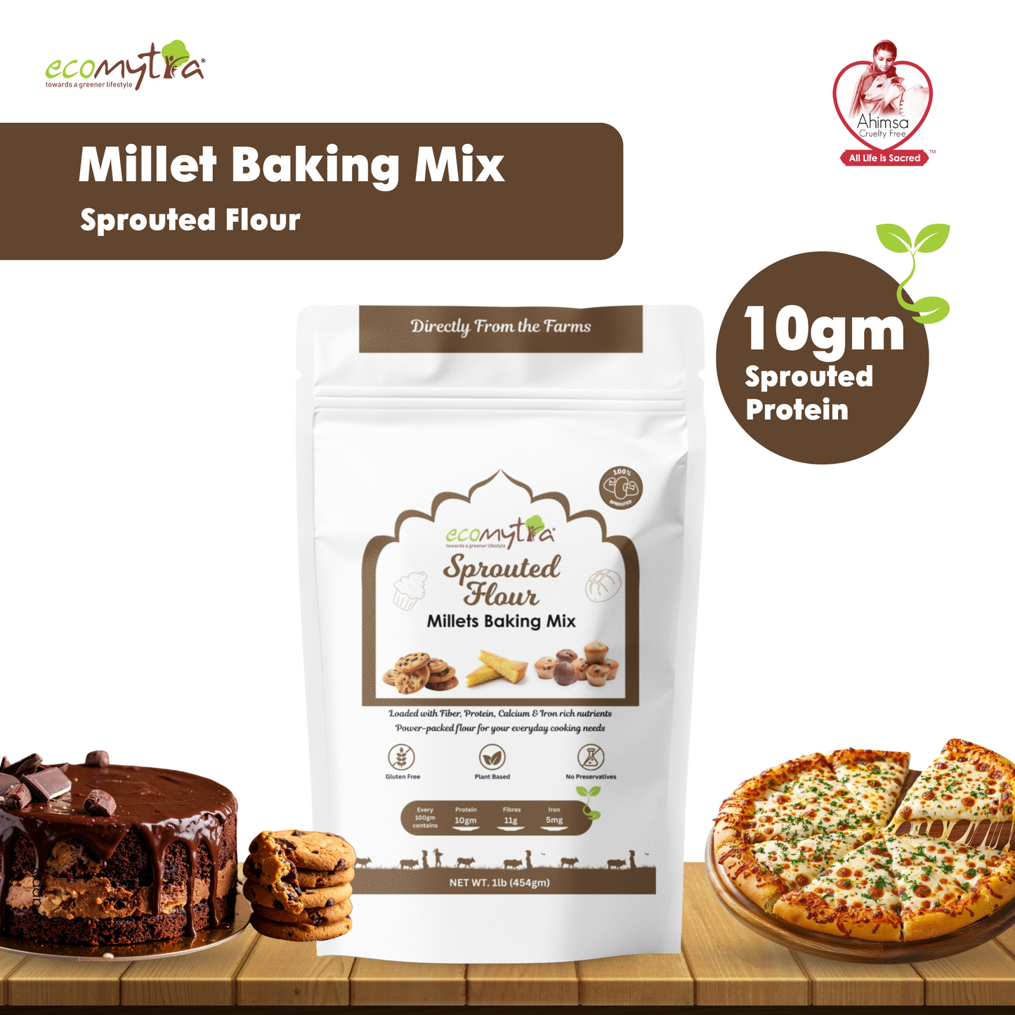 Ecomytra Sprouted Millets Baking Mix (1 lbs)