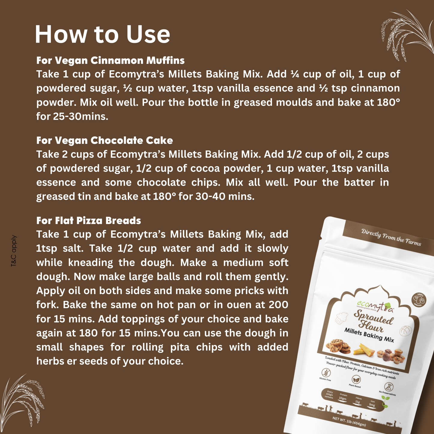 Ecomytra Sprouted Millets Baking Mix (1 lbs)