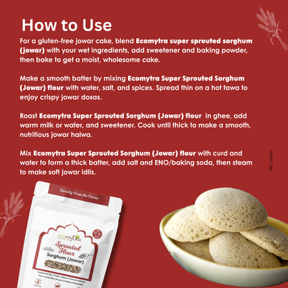 Ecomytra Sprouted Sorghum Millet (Jowar) Flour (1 lbs)
