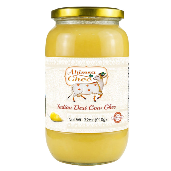 Ahimsa Ghee - Pure Indian Desi Cow A2 Cultured Ghee, 32oz