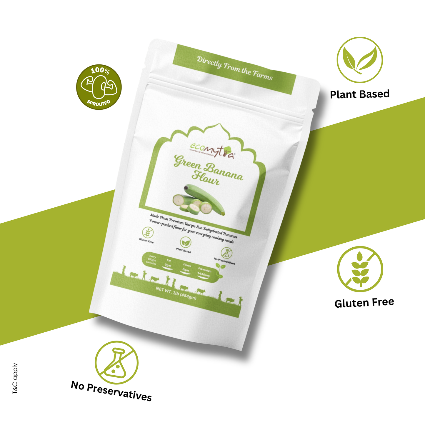 Ecomytra Sprouted Green Banana Flour (1 lbs)