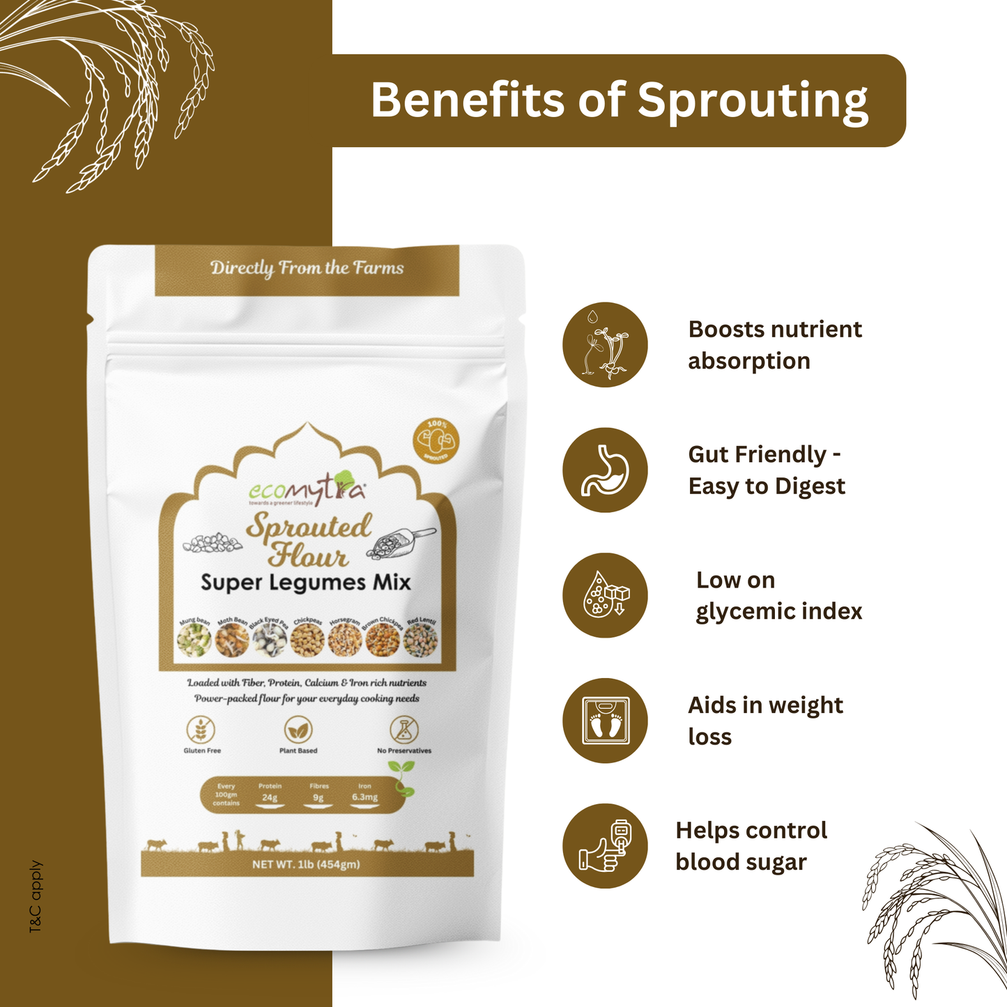 Ecomytra Super Legumes Mix Sprouted Flour (1 lbs)