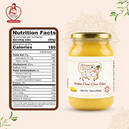 Ahimsa Pure A2 Desi Cow Cultured Ghee, 16oz